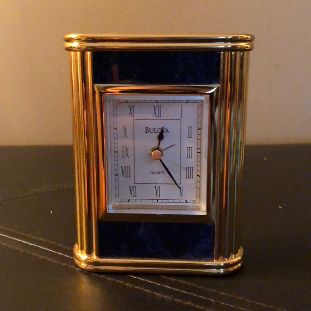 Blue Bulova clock